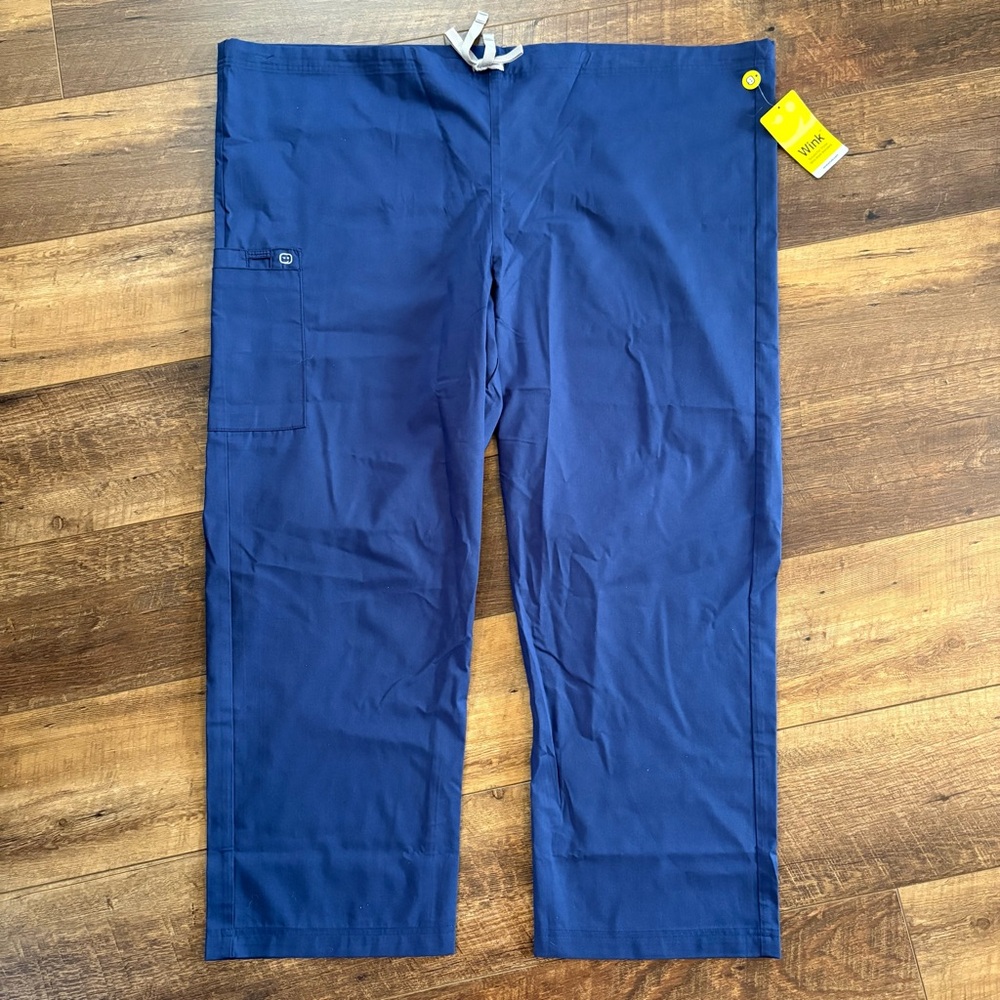 WonderWink Unisex Navy Drawstring Scrub Pants 2XL SHORT NWT